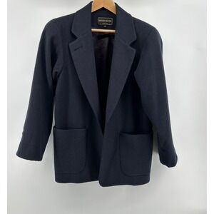 Kristen Blake Wool Blend Blazer  XS Navy Blue Lined Winter Work Layers Warm Fall